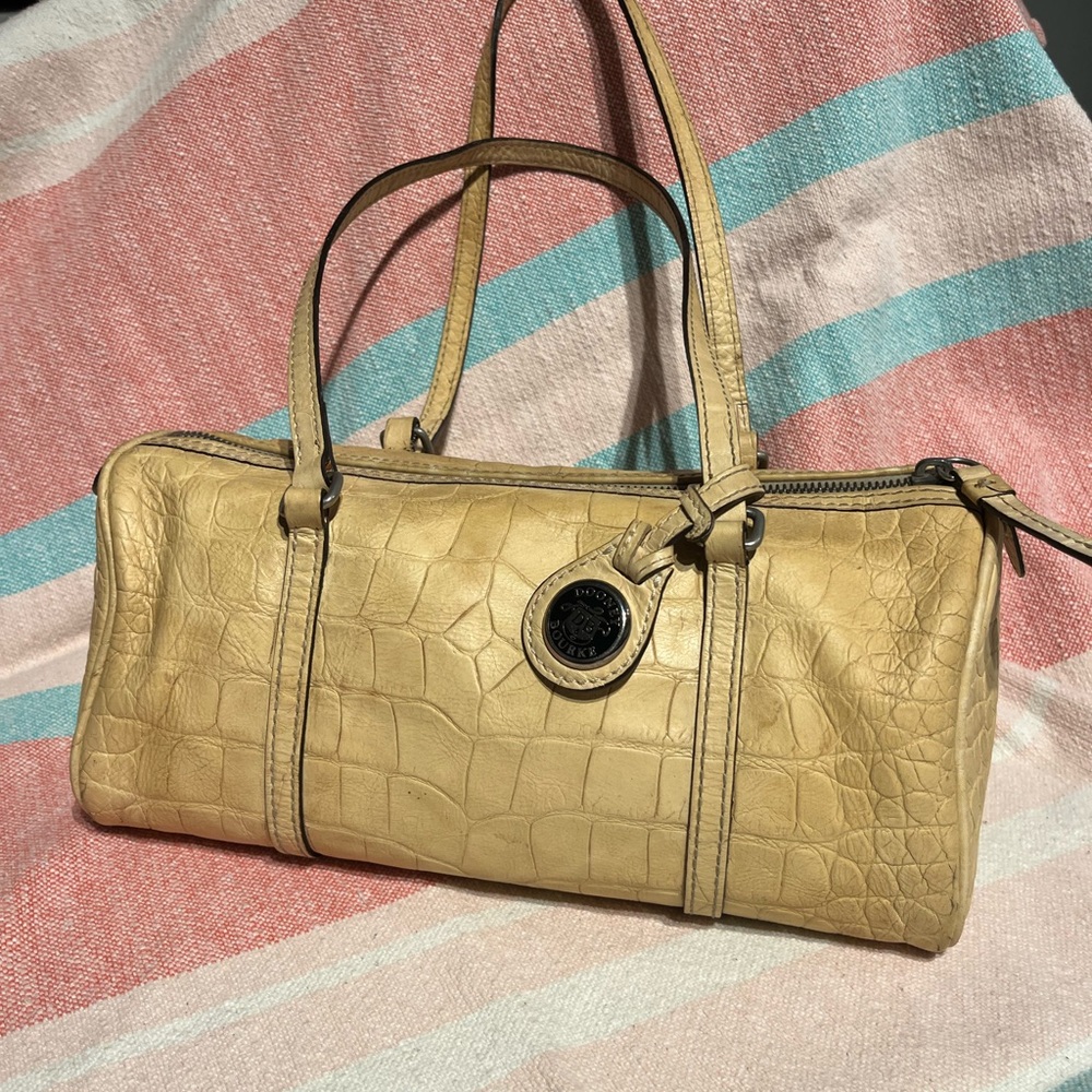 Vintage Y2K Dooney & Bourke Exotic Crocodile-Embossed Barrel Bag Yellow
